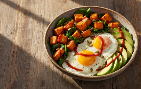 Savory Roasted Sweet Potato and Avocado Breakfast Bowl
